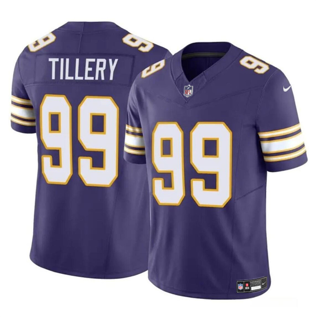 Youth Minnesota Vikings #99 Jerry Tillery Purple 2023 F.U.S.E. Throwback Vapor Untouchable Limited Football Stitched Jersey